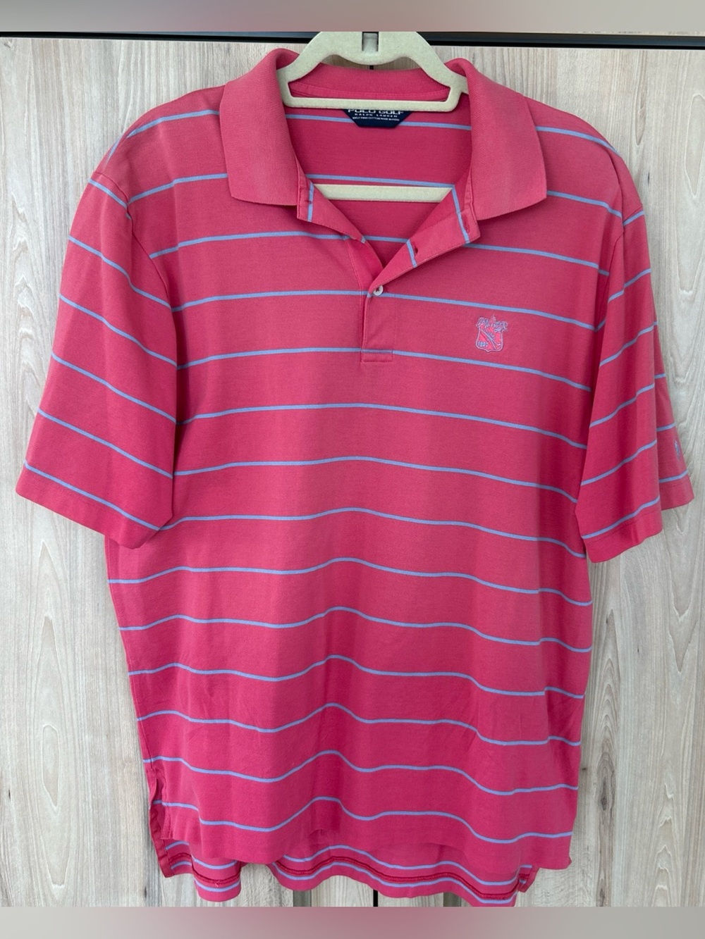 Polo Golf Ralph Lauren Cotton Polo Shirt Mens L Blue Striped Short Sleeve 1890